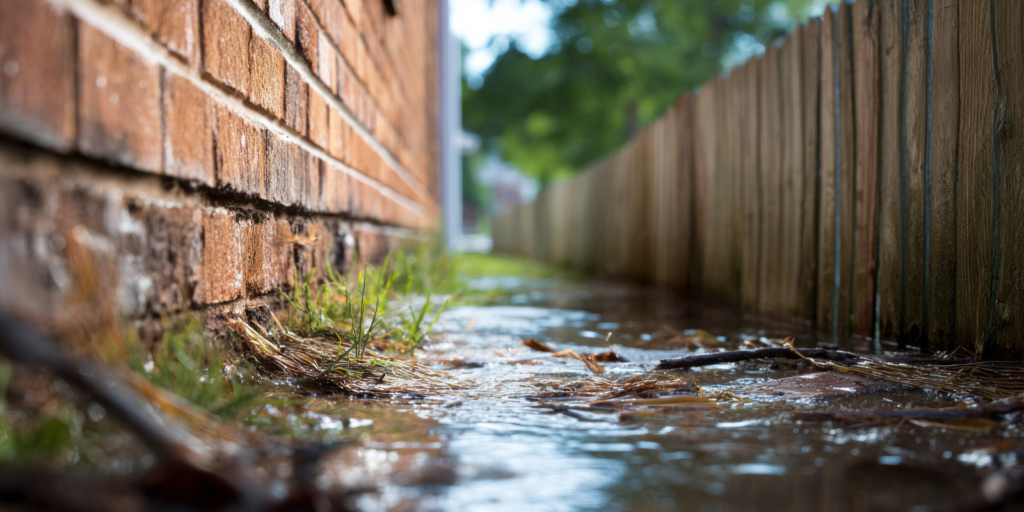 Flooded home foundation Flooded home foundation