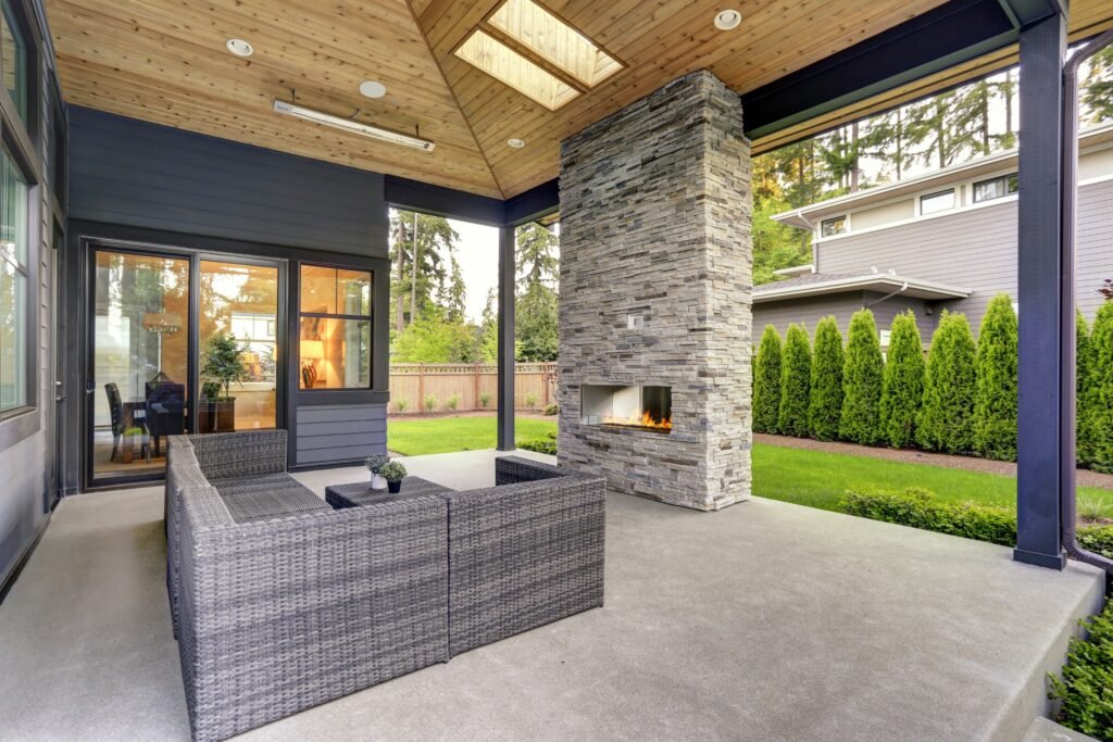 Modern concrete patio installation project