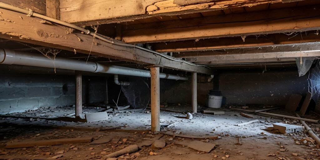 Crawl space in need of crawlspace mold remediation